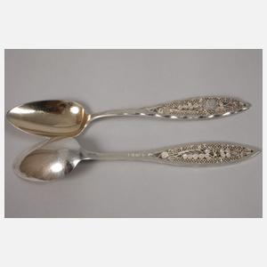 Zwölf Kaffeelöffel Silber Filigranarbeit