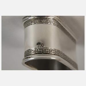 Silber sechs Serviettenringe Mäanderdekor