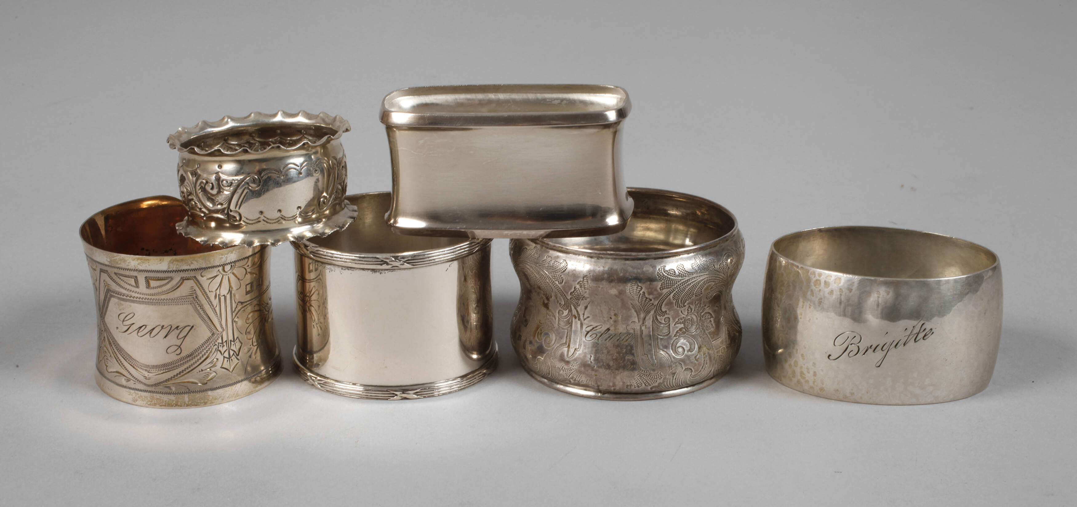 Silber sechs Serviettenringe