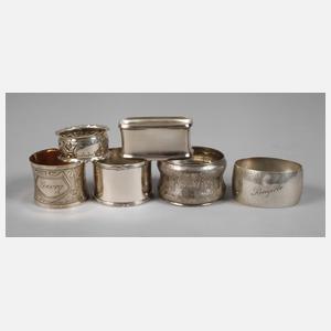 Silber sechs Serviettenringe