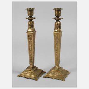 Ägyptisierendes Leuchterpaar Messing