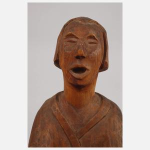 Geschnitzte Holzfigur "Der Singende Mann"