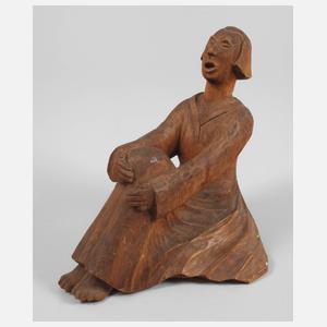 Geschnitzte Holzfigur "Der Singende Mann"