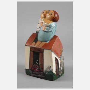 Lothar Sell, Haus mit Paar auf dem Dach