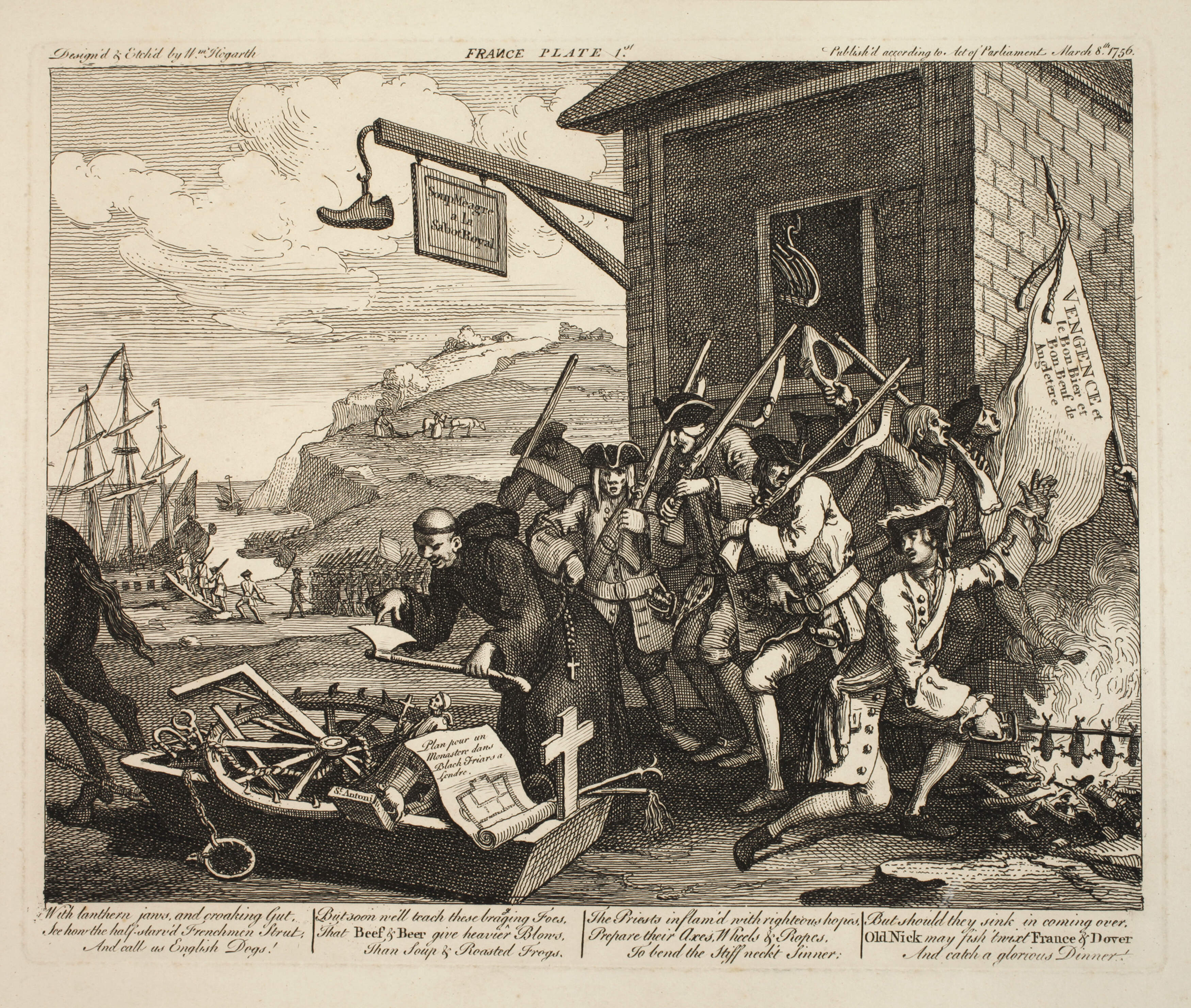 William Hogarth, "France Plate I - Die Invasion"