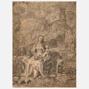 Aegidius Sadeler, Madonna mit Kind in Landschaft