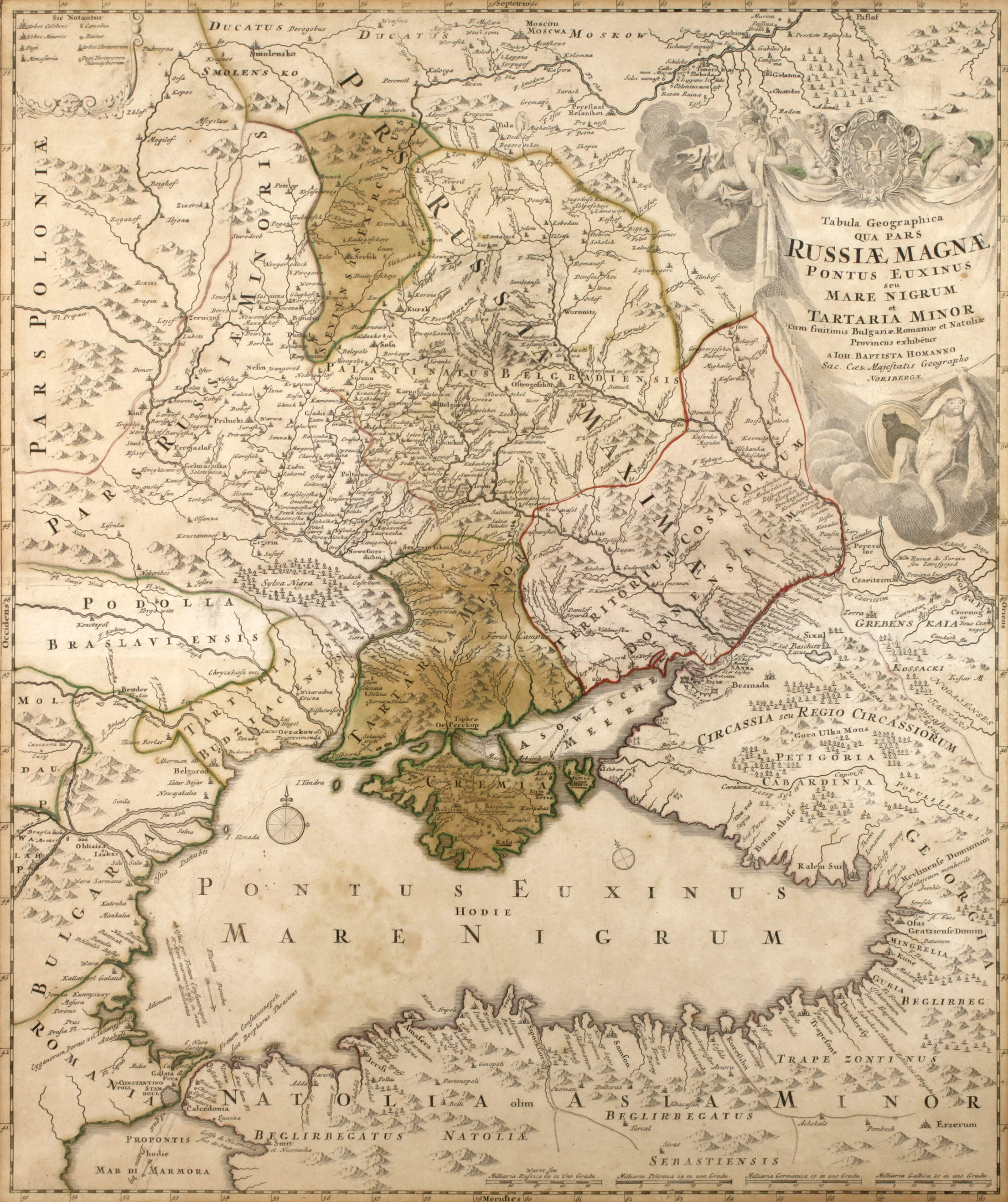 Kupferstichteilkarte Russland mit Schwarzen Meer