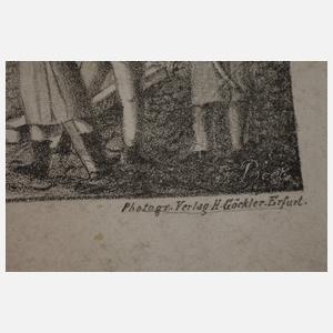 Paar historische Ansichten Domplatz in Erfurt