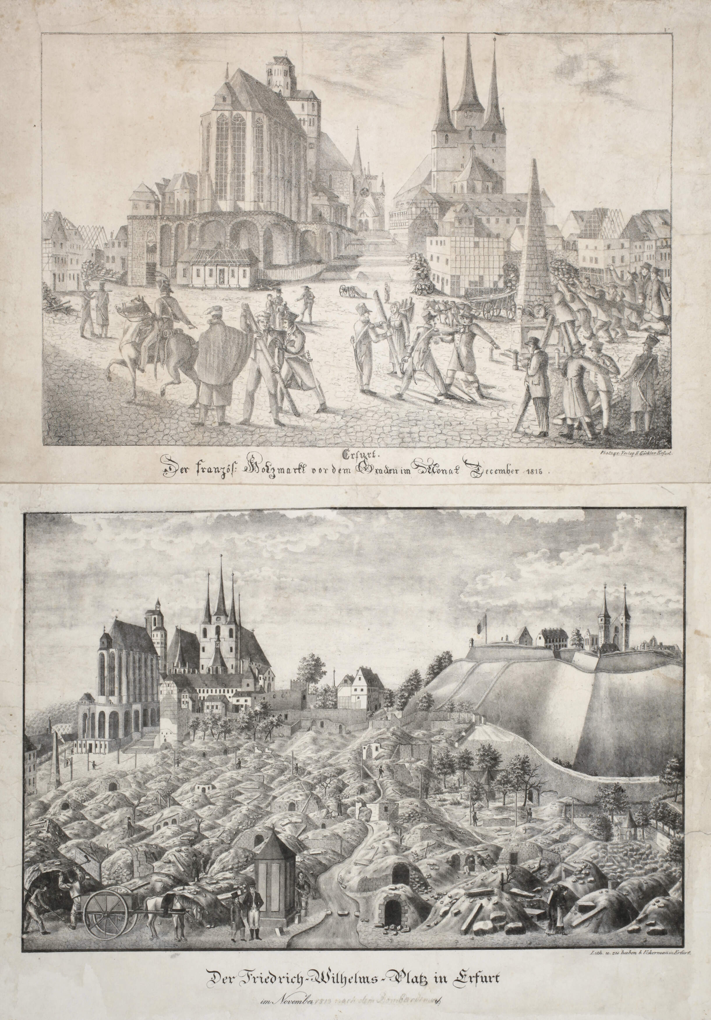 Paar historische Ansichten Domplatz in Erfurt