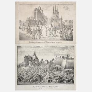 Paar historische Ansichten Domplatz in Erfurt