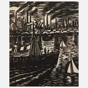 Frans Masereel, Industrielandschaft an der Elbe