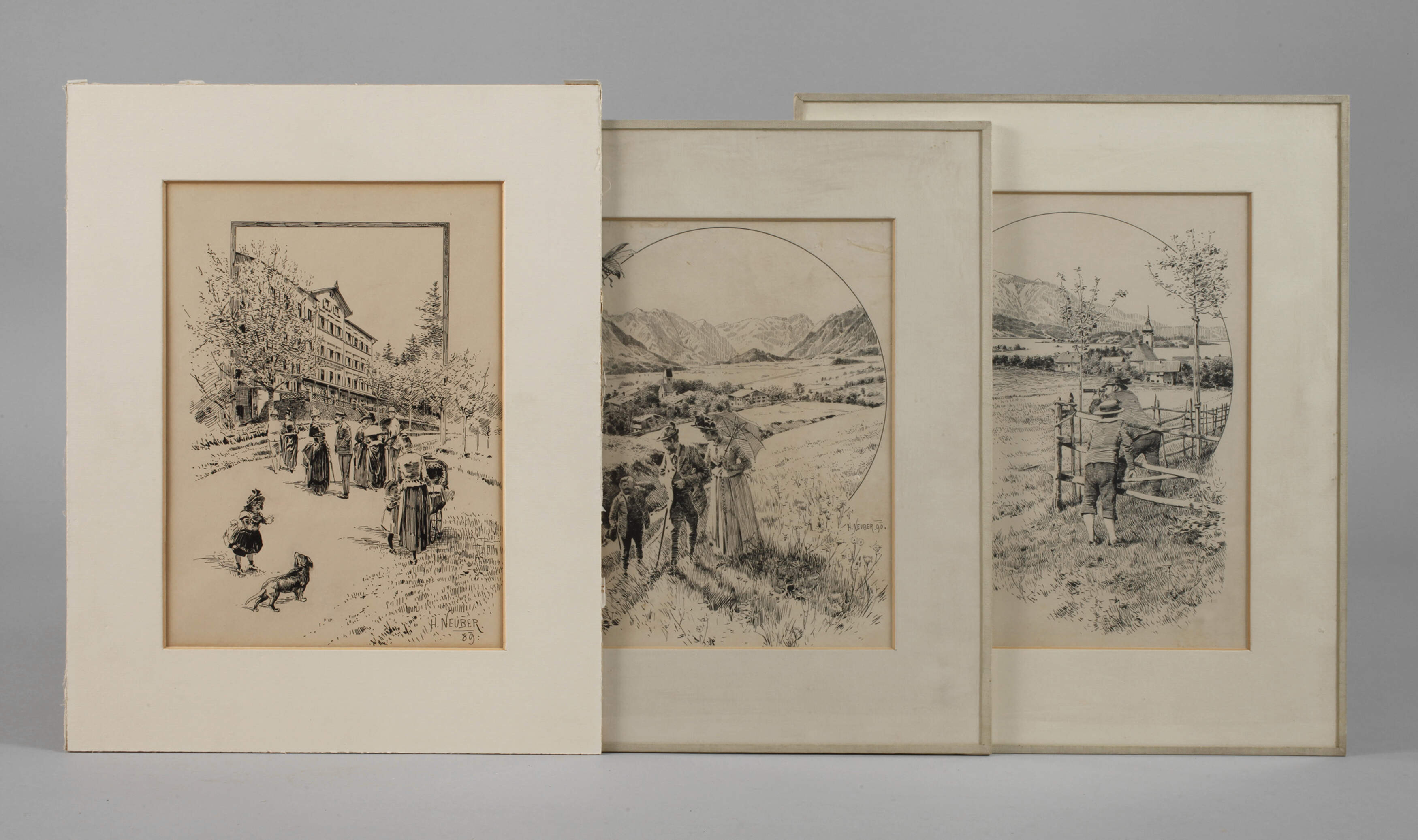 Hermann Neuber, Drei Federzeichnungen