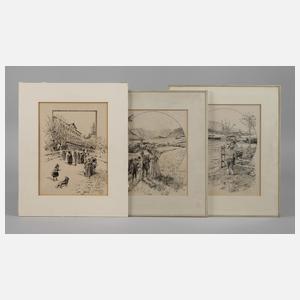 Hermann Neuber, Drei Federzeichnungen