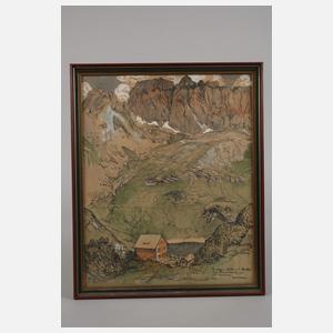 Carl Baum, "Freiburger Hütte mit Roter Wand"