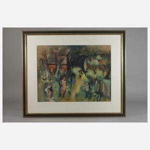 Paul Kuhfuss, attr., Dorfstraße mit spielenden Kindern