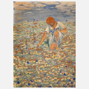 Herbert Rolf Schlegel, Blumen pflückendes Mädchen
