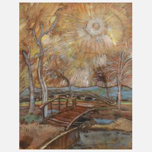 Carl Schmitz-Pleis, Landschaft mit Brücke