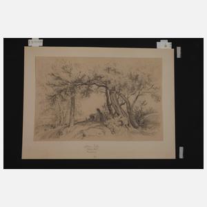 Albert Zeh, attr., Hirte unter Bäumen