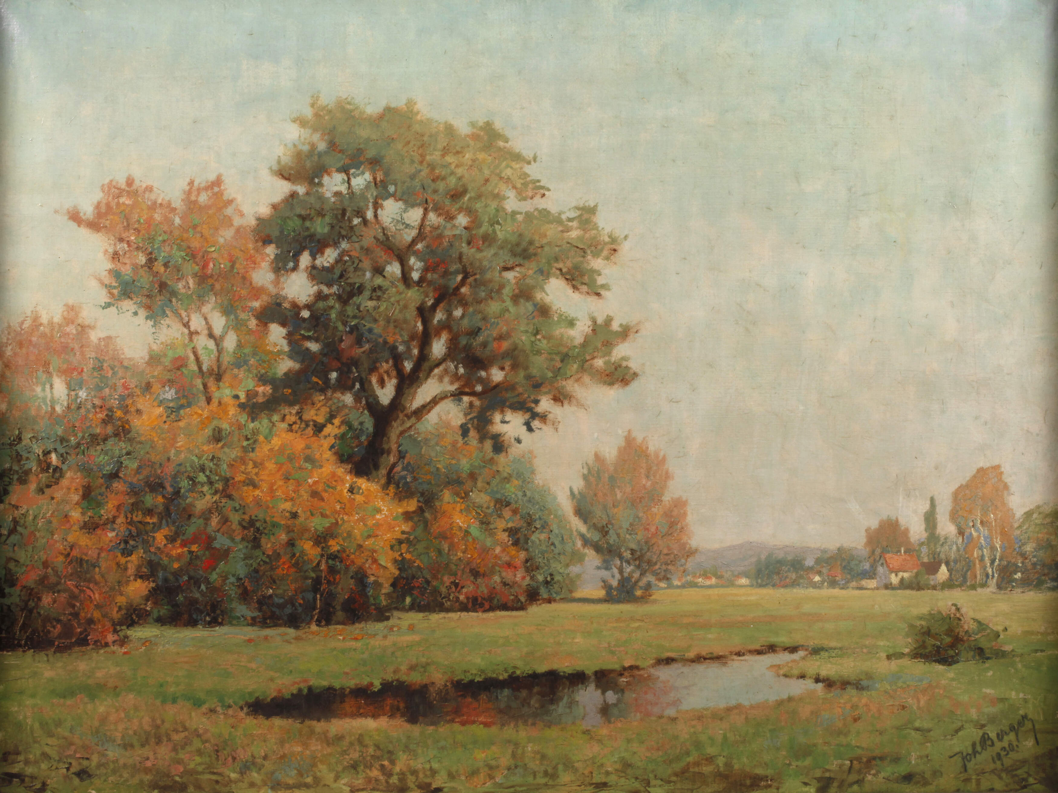 Johannes Berger, "Herbstwald am Dorf"