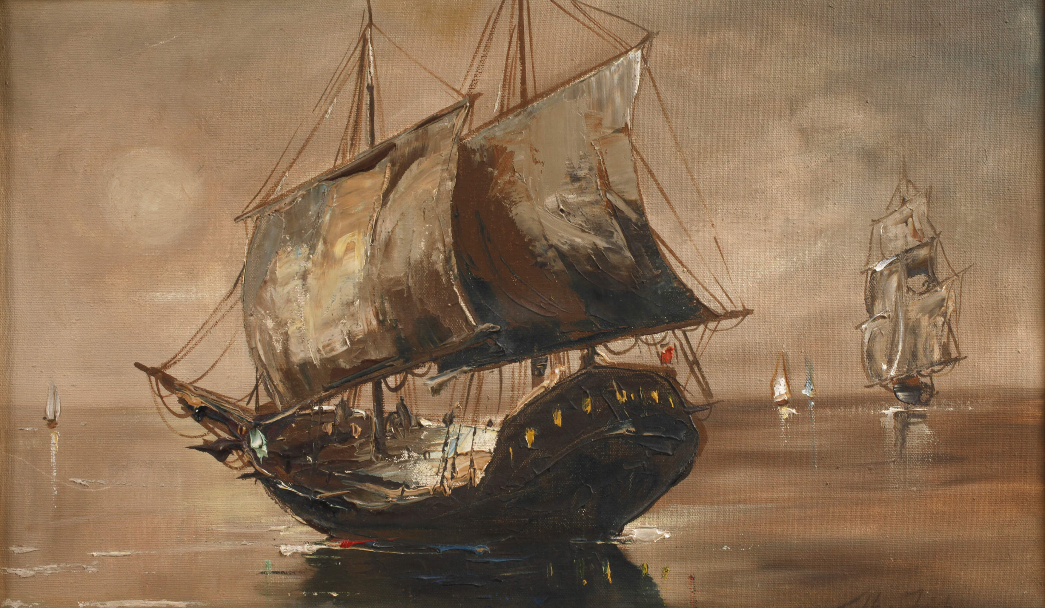 Manfred Feiler, Segelboote im Abendlicht