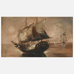 Manfred Feiler, Segelboote im Abendlicht