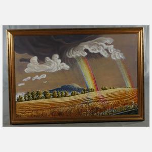 Werner Franz, "Grumbach – Ortsausgang mit Regenbogen"