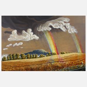 Werner Franz, "Grumbach – Ortsausgang mit Regenbogen"