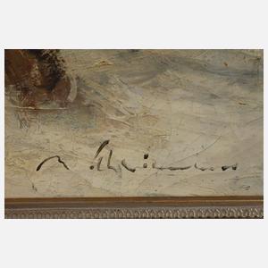 Max Schwimmer, Jäger in verschneiter Landschaft