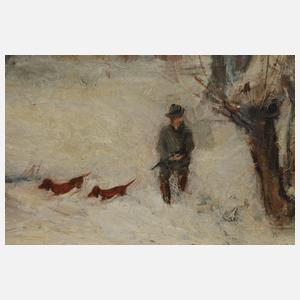 Max Schwimmer, Jäger in verschneiter Landschaft