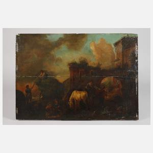 Rastende Bauern vorm Stadttor