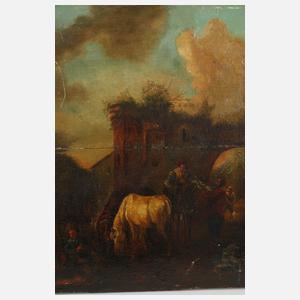 Rastende Bauern vorm Stadttor