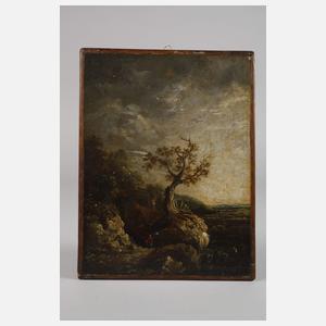 Eiche in stürmischer Gewitterlandschaft