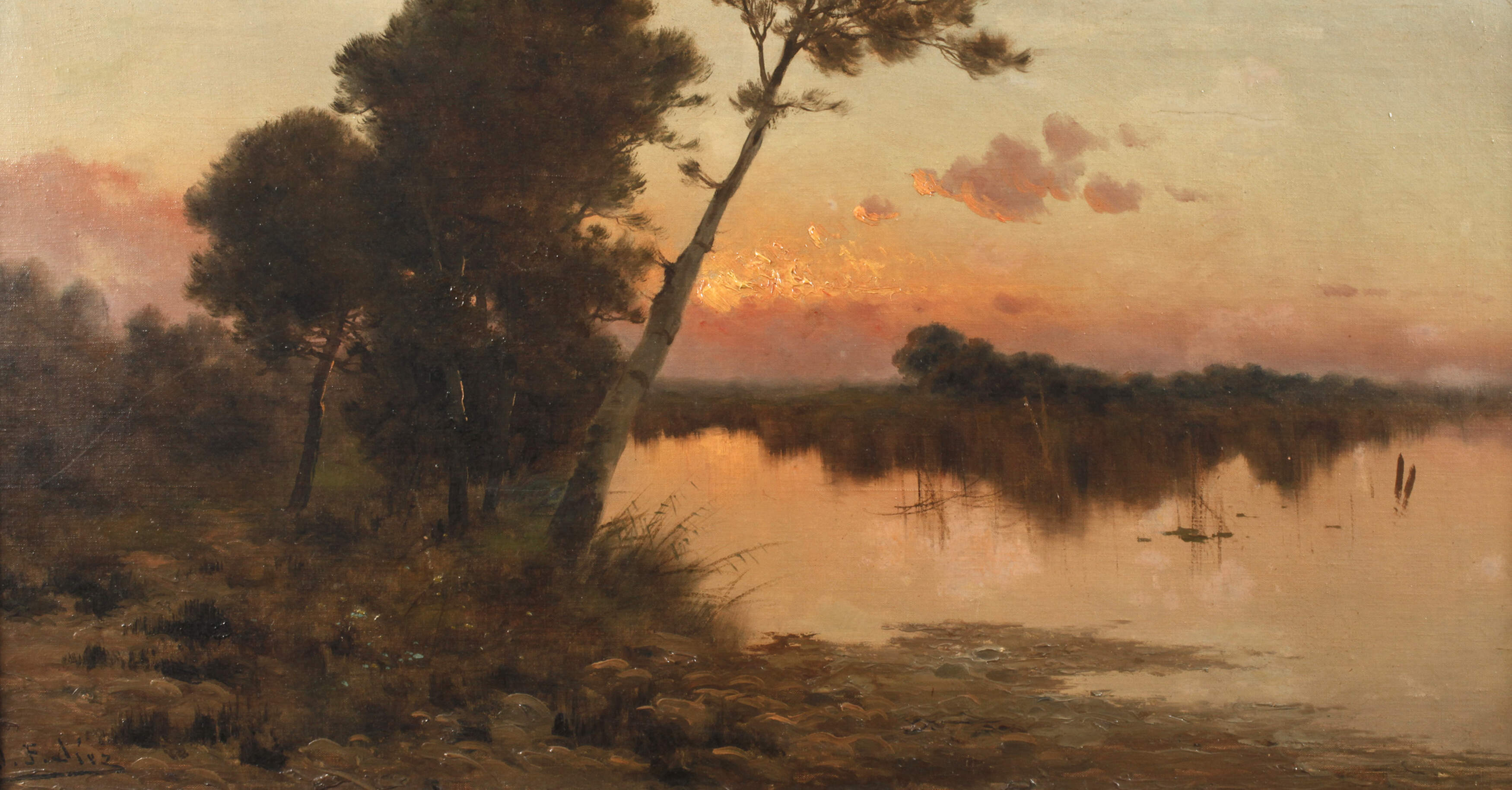 Diez, Romantische abendliche Seenlandschaft