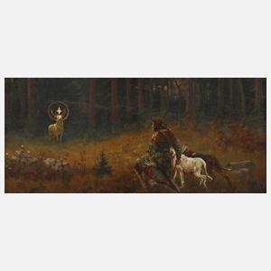 Wilhelm Räuber, attr., "Die Bekehrung des Heiligen Hubertus"