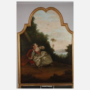 Trumeau mit Spiegel und Liebespaar