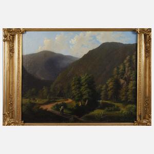 Reisigsammlerin in bergischer Landschaft