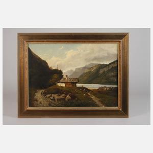 Almhütte am Gebirgssee