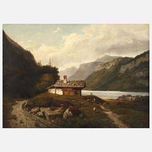 Almhütte am Gebirgssee