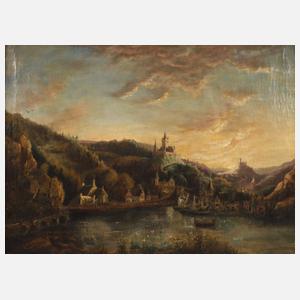 Bergige Landschaft mit See