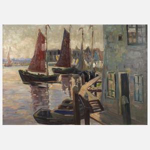 Gustav Fenkohl, attr., Hafen in Vohlendamm