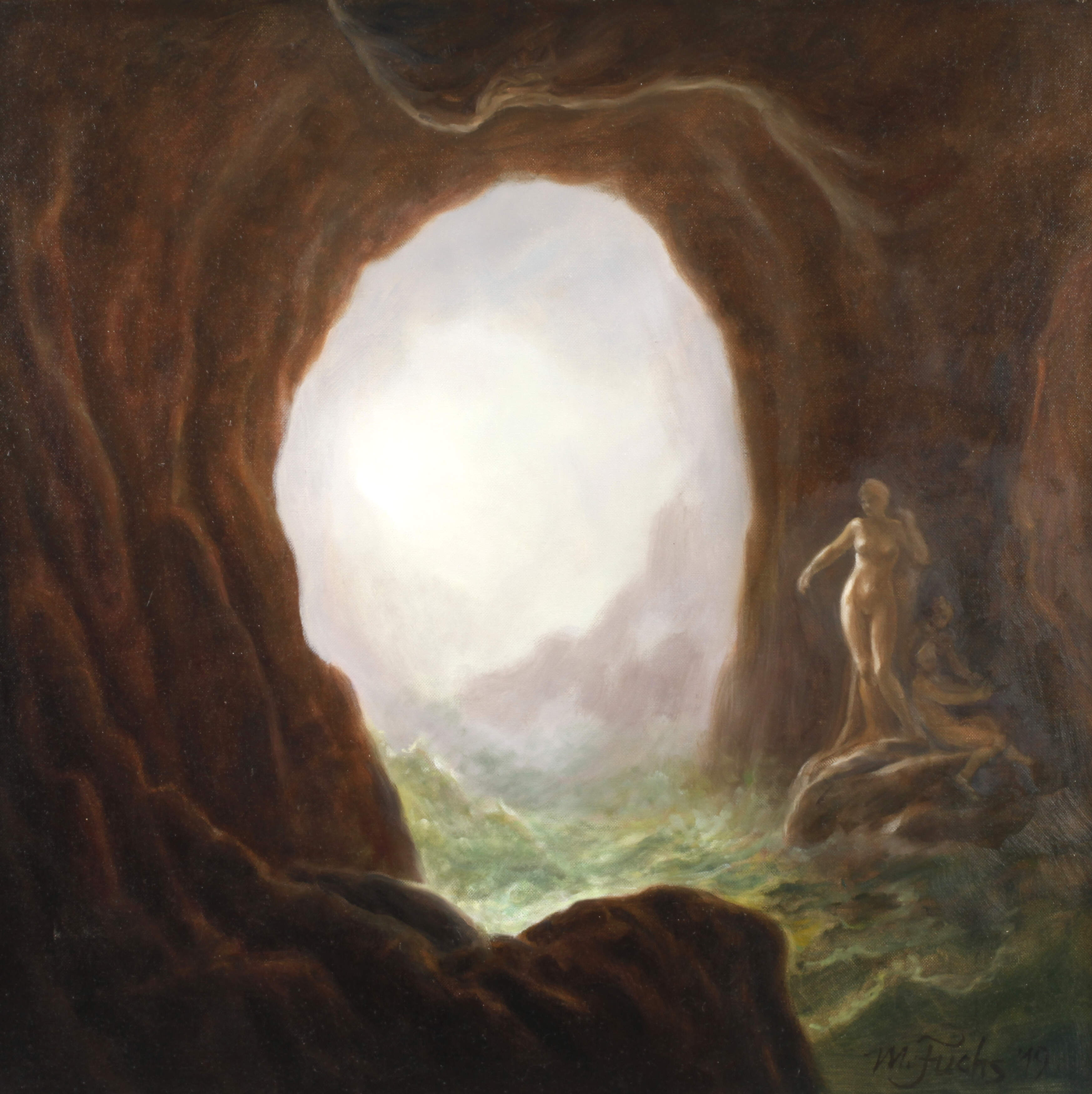 M. Fuchs, Höhle mit Fluss und Damenakten