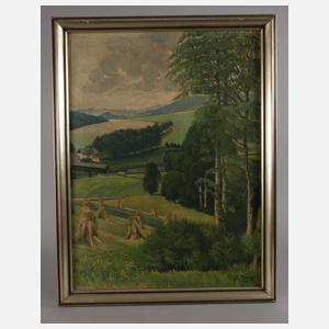 Eugen Hönig, Sommerlandschaft mit Strohpuppen