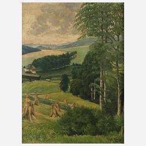 Eugen Hönig, Sommerlandschaft mit Strohpuppen