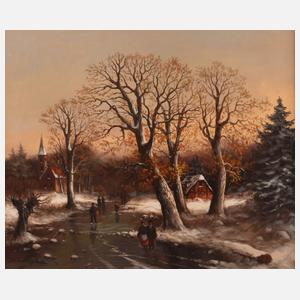 Helmut Kips, Winterlandschaft im Abendrot