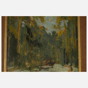 Konstantin Korowin, attr., Verschneite Waldlichtung