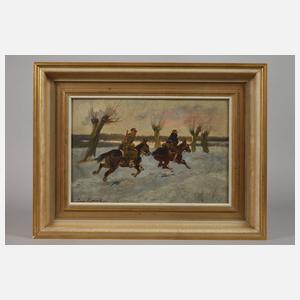 Jerzy Kossak, attr., Zwei Reiter in Winterlandschaft