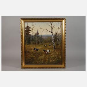 George Majewicz, Balzende Auerhähne auf Lichtung