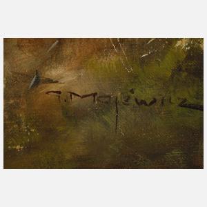 George Majewicz, Balzende Auerhähne auf Lichtung