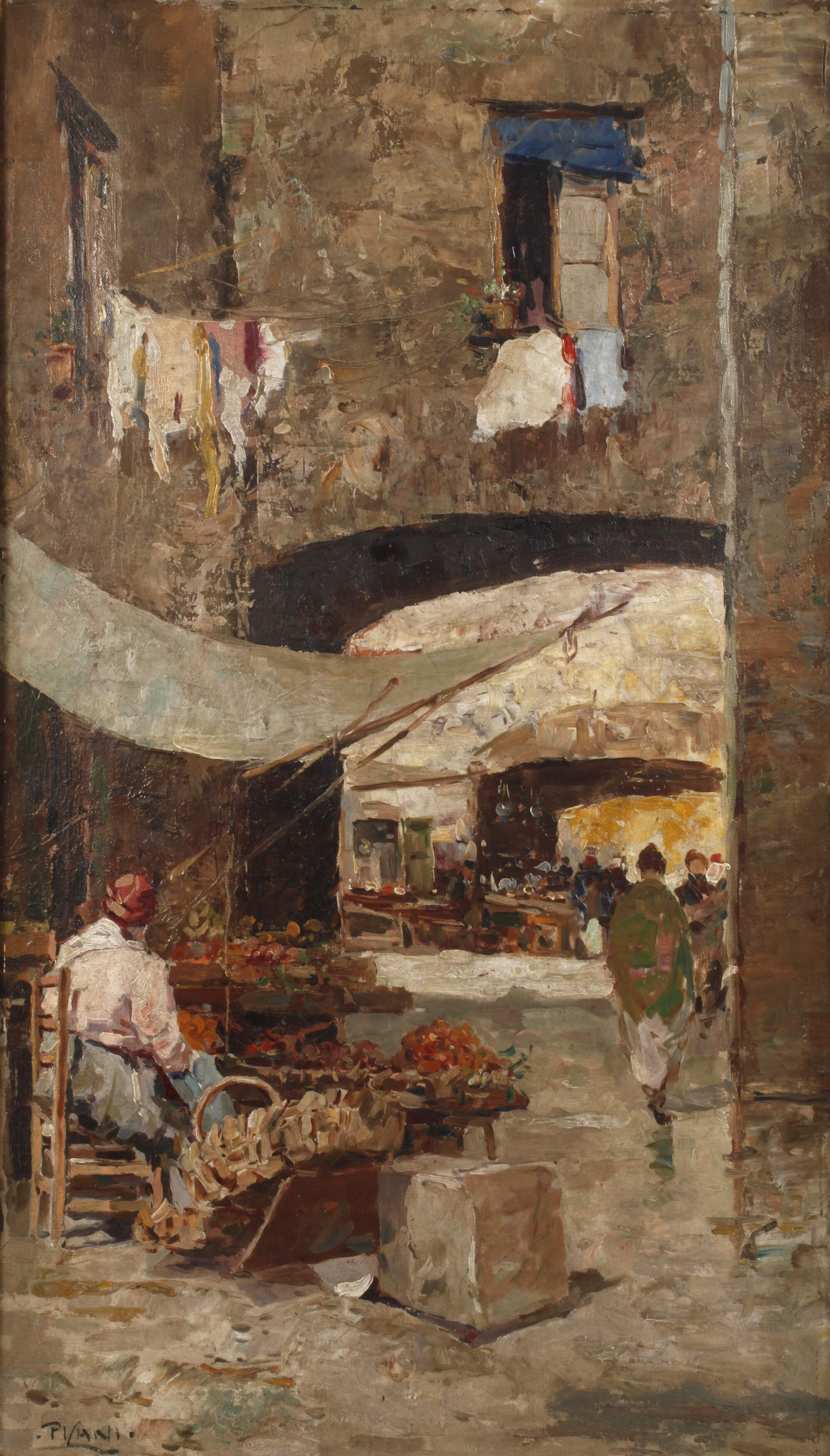 Gustavo Pisani, Südländische Marktszene