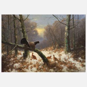 Otto Scheuerer, Winterlicher Wald mit Auerhahn